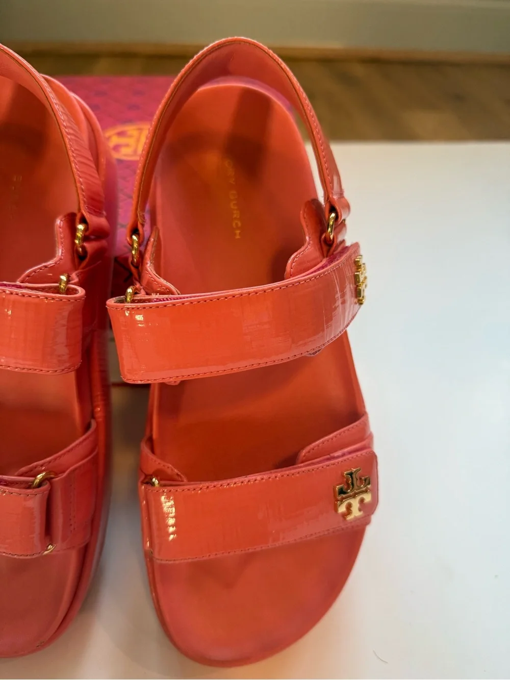 Tory Burch Kira Sport Sandal in Coral Crush | EUC | Size 8